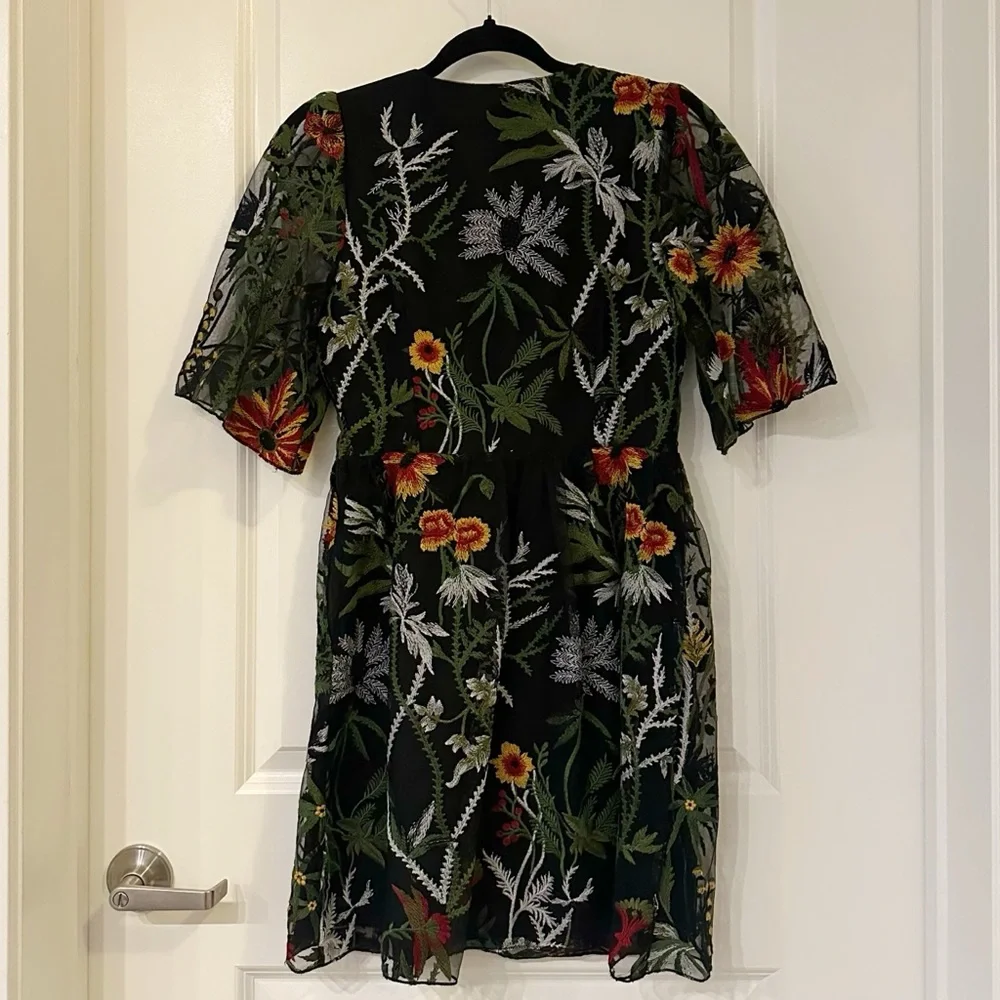 Disturbia Floral Embroidered Black Dress - Picture 4 of 4